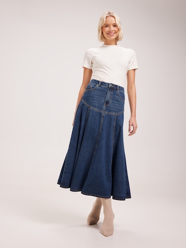 Originals Yoke Front Midi Skirt                                                                                                 