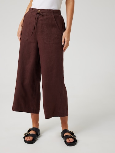 Ella Linen Wide Crop Pant                                                                                                       