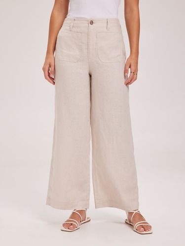 Linen Patch Pocket Wide Ankle                                                                                                   