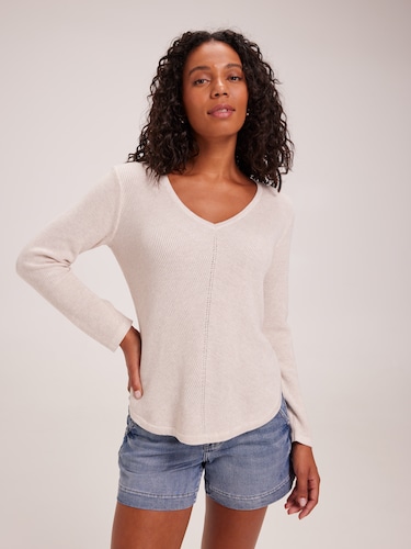 Ricki V Neck Textured Pullover                                                                                                  