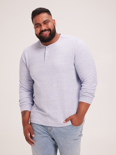 Extended Long Sleeve Waffle Henley Tee                                                                                          