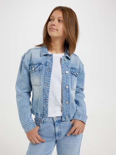 Girls Bianca Denim Crop Jacket                                                                                                  