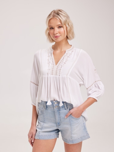 Brooke Embroidered Sleeve Top                                                                                                   