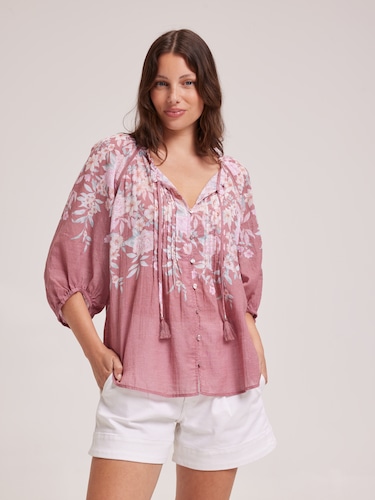 Celeste 3/4 Sleeve Pintuck Blouse                                                                                               