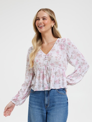 Sofia V-Neck Tie Front Blouse                                                                                                   