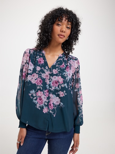 Delta Button Through Blouse                                                                                                     