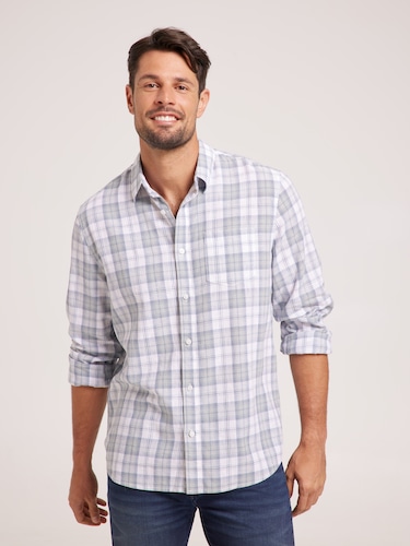 Linen Blend Check Shirt                                                                                                         