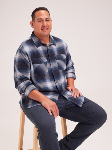 Extended Long Sleeve Overshirt Check                                                                                            