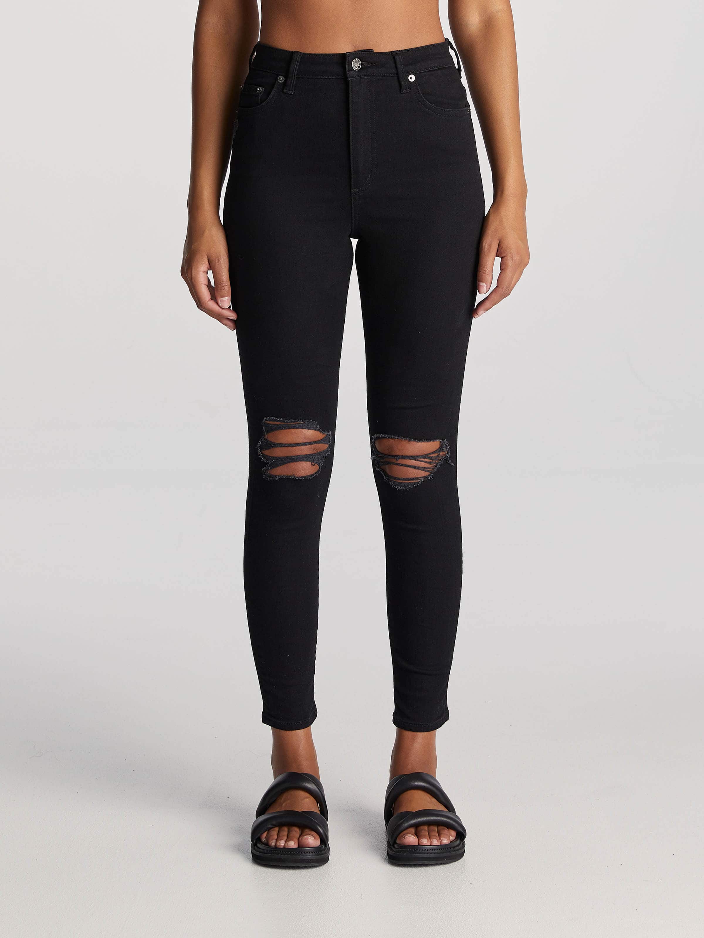 High Rider Super Skinny Jean In Black Ruin - Just Jeans Online