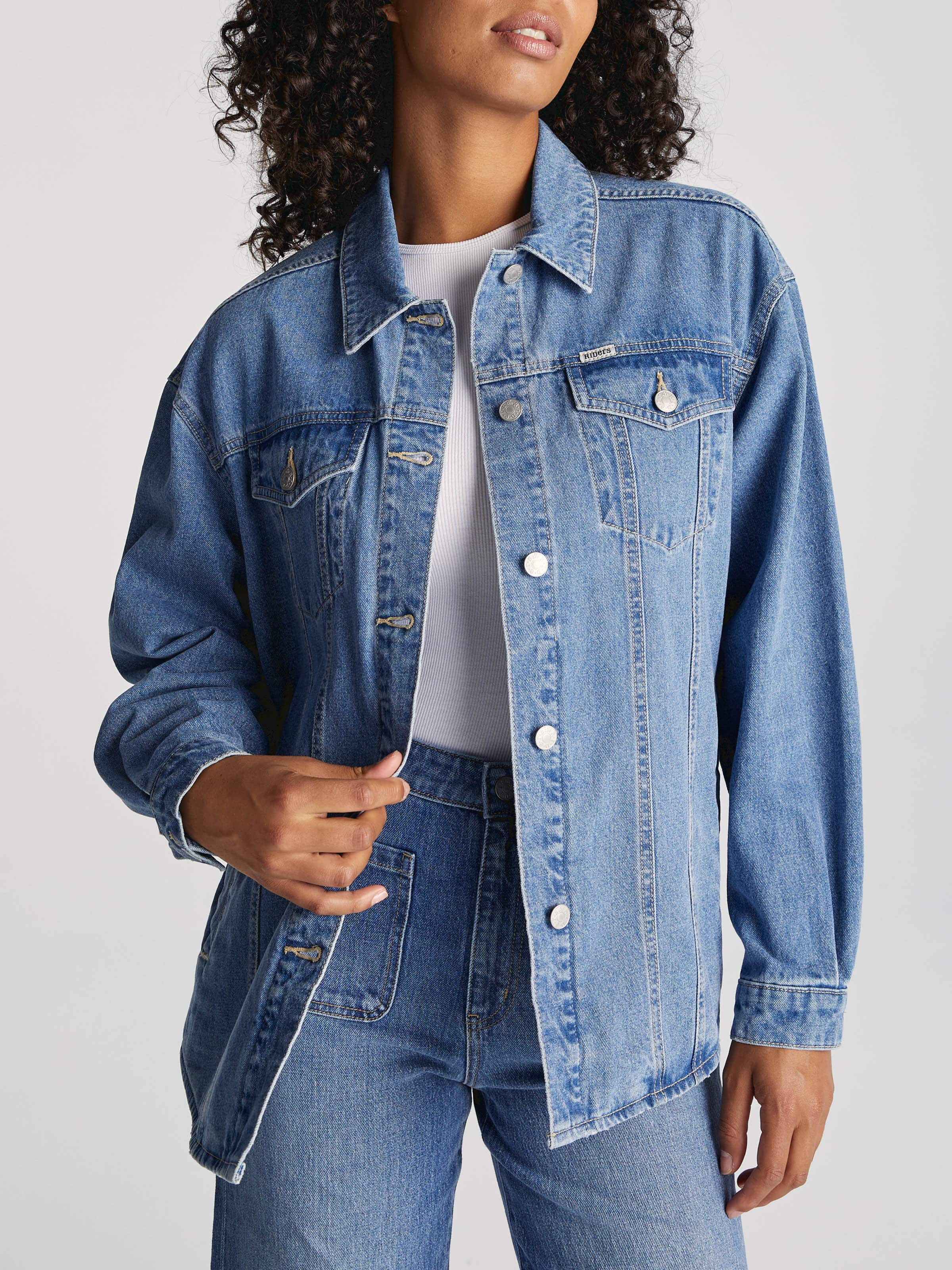 Denim Shacket In True Blue - Just Jeans Online