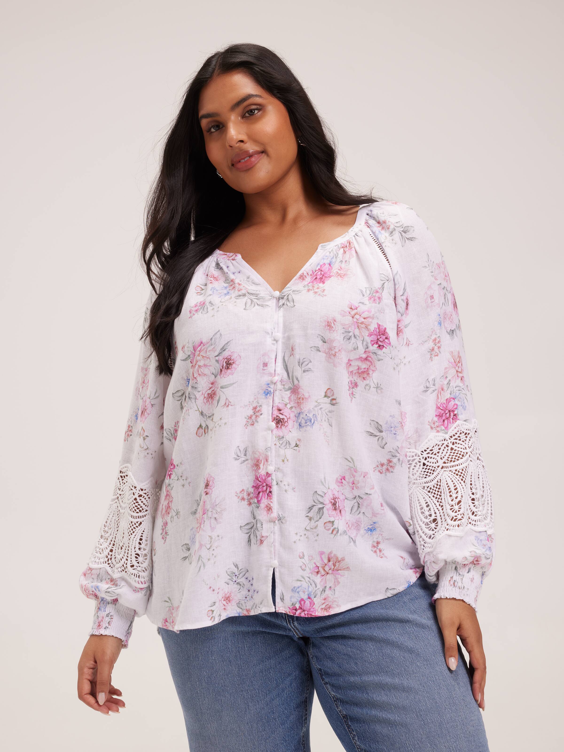 Curve Victoria Linen Blend Embroidery Blouse Just Jeans Online