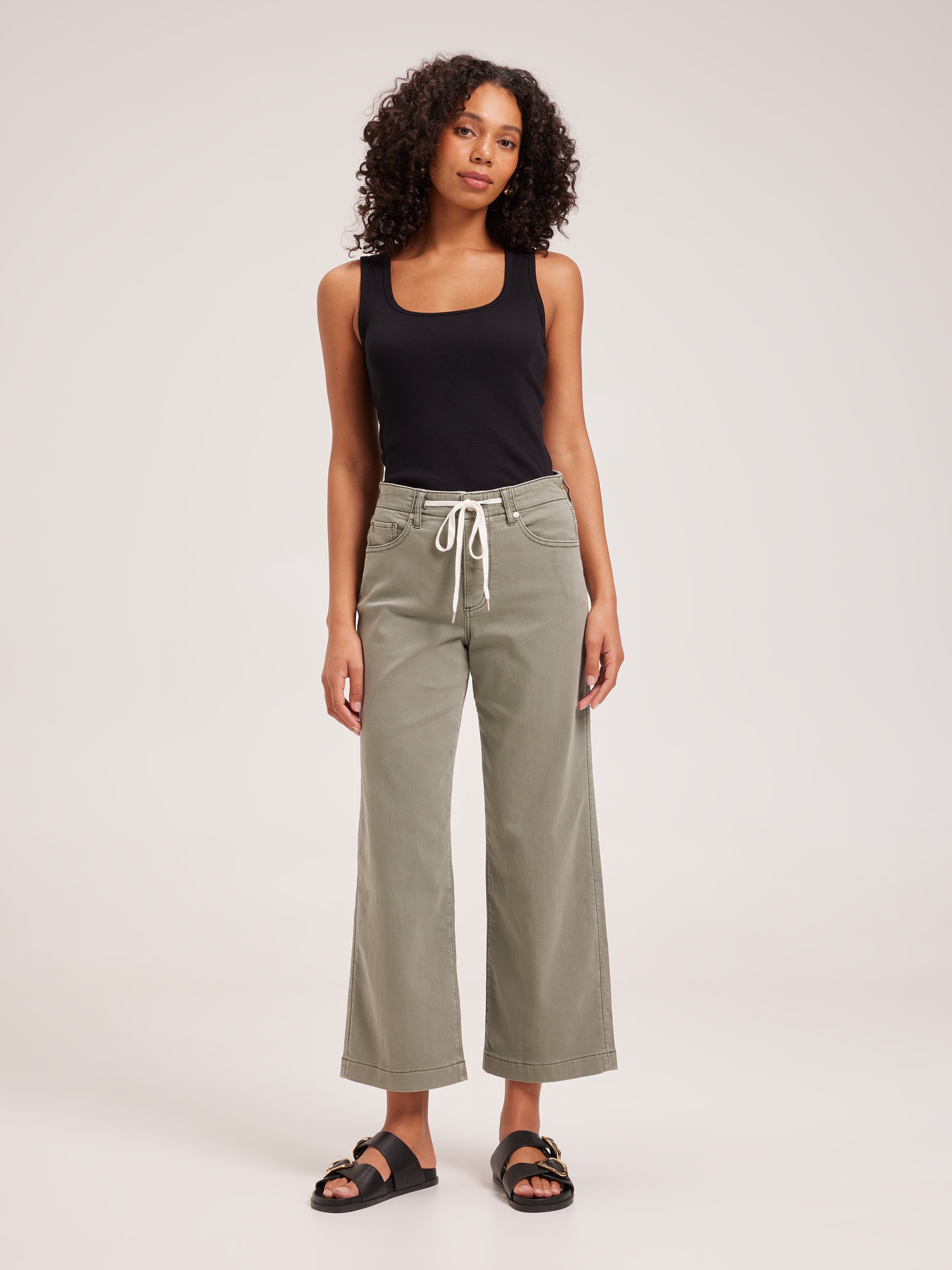 Amaze Vacay Wide Leg Ankle Olive Just Jeans Online