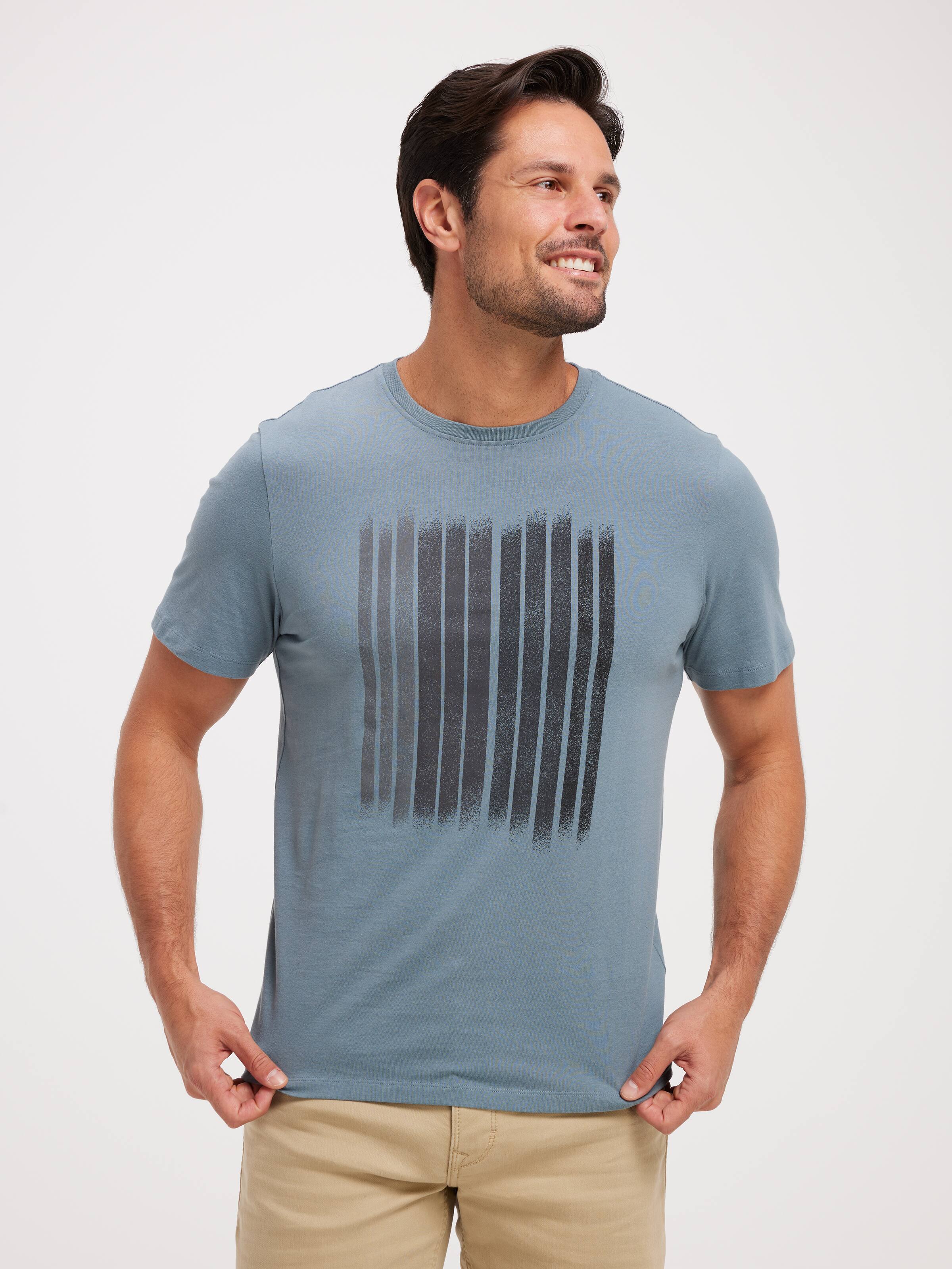 Short Sleeve Abstract Vertical Tee - Just Jeans Online