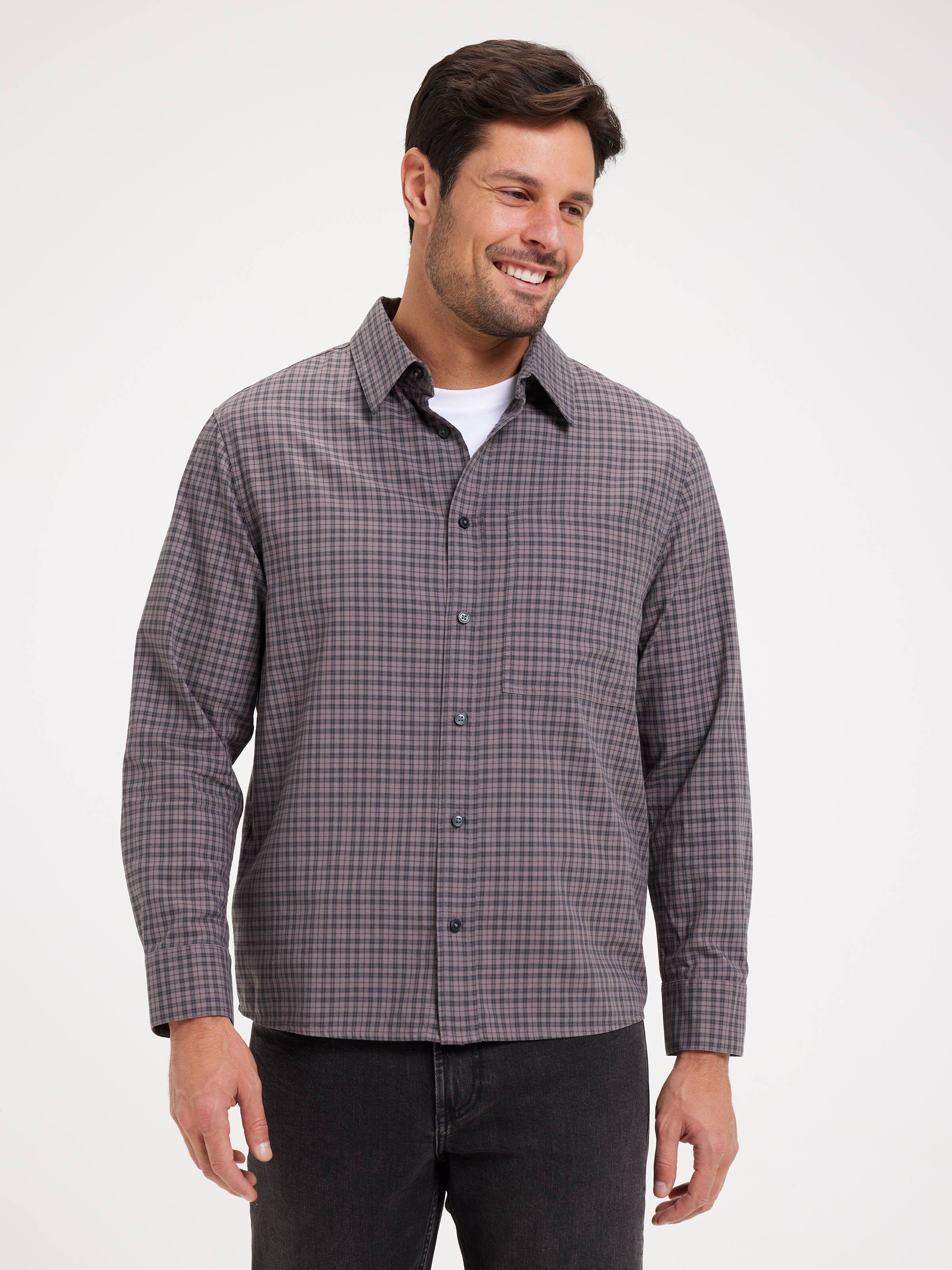 Long Sleeve Relaxed Check Shirt - Just Jeans Online