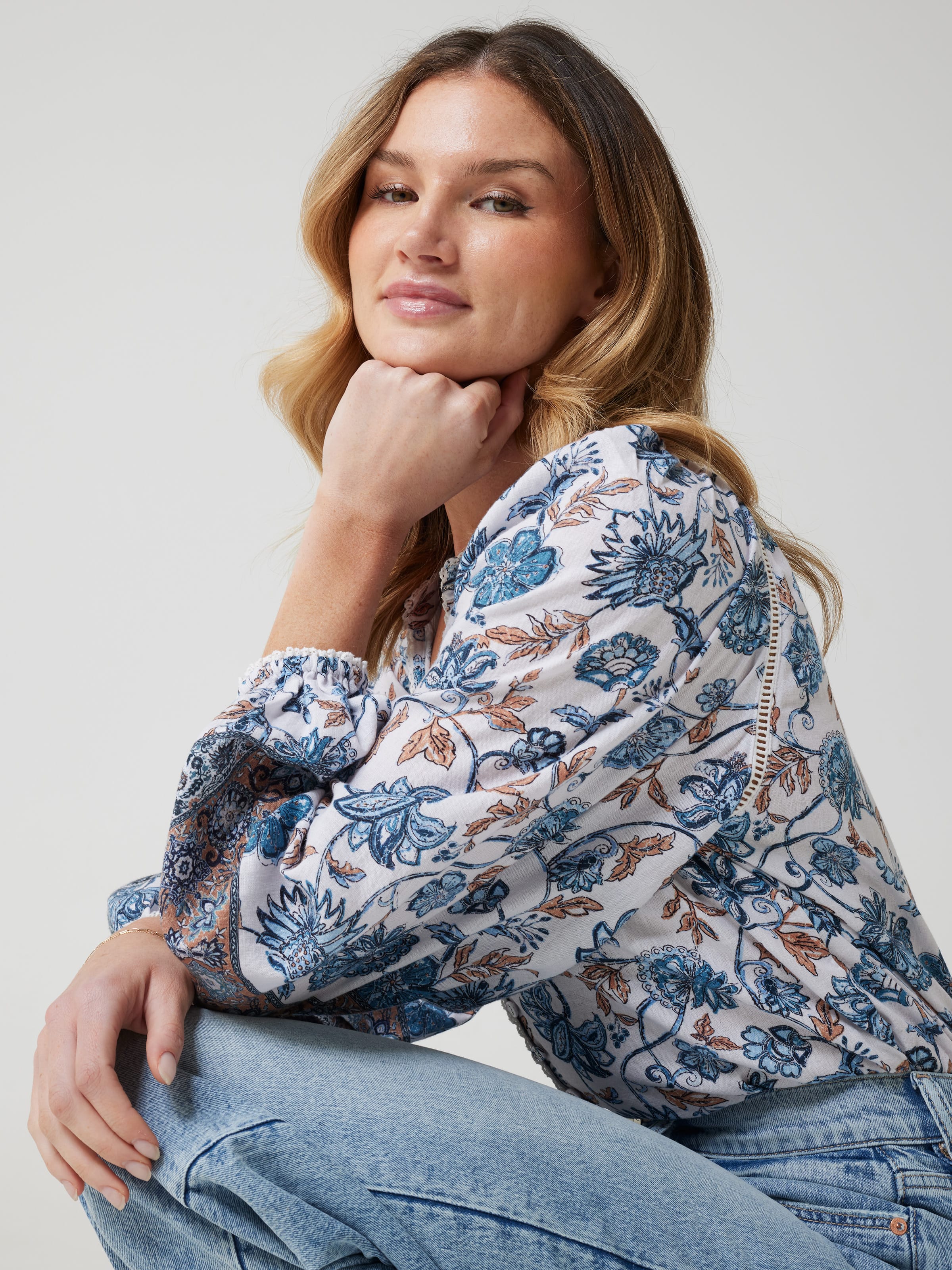 Zoey Button Thru Linen Blend Blouse Just Jeans Online